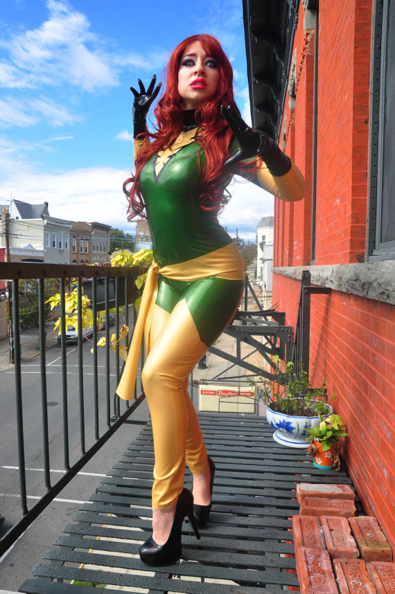 X-Men Marvel Girl Phoenix Jean Grey Costume PVC Catsuit